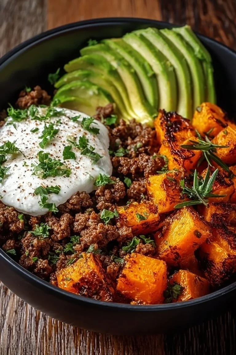 Ground Beef Hot Honey Bowl with savory beef and spicy honey glaze