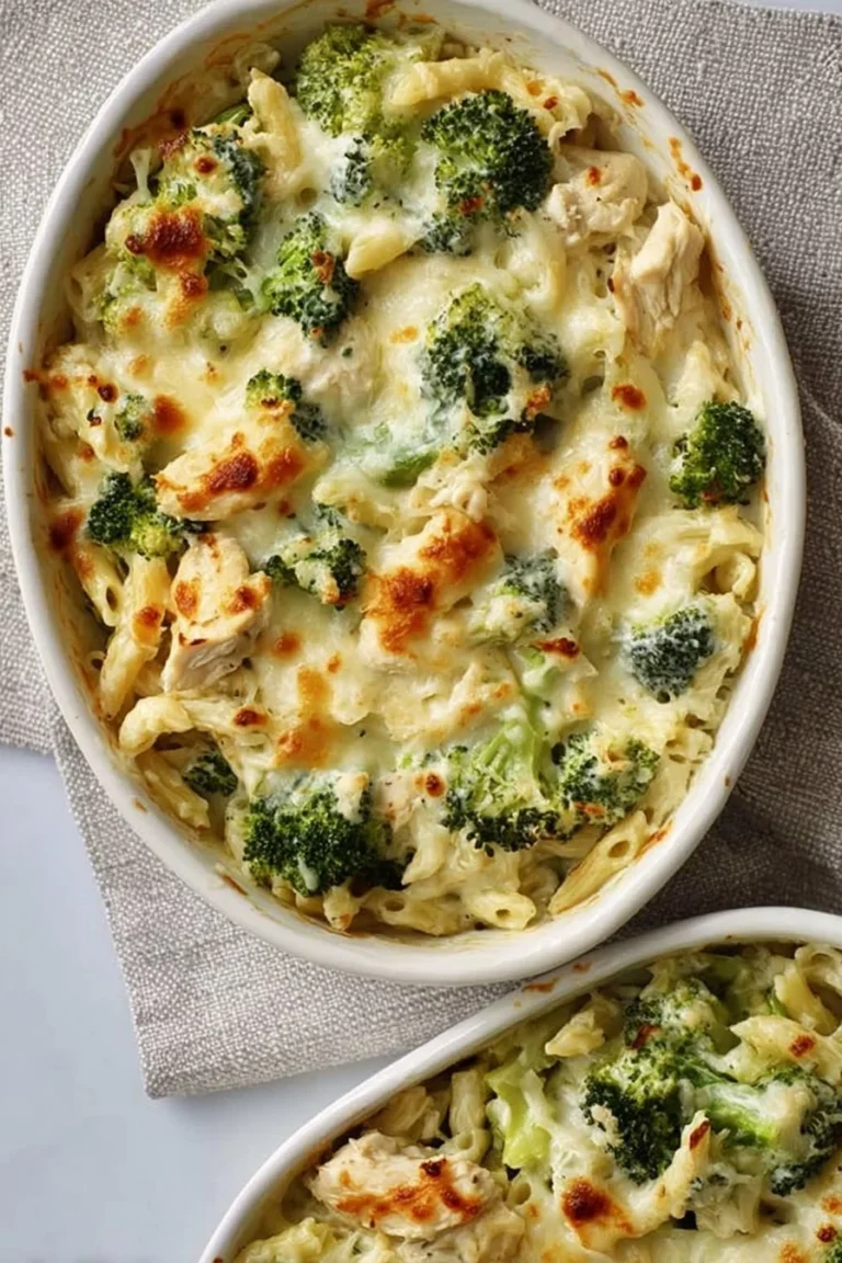 High Protein Alfredo Bake with creamy sauce and pasta dish
