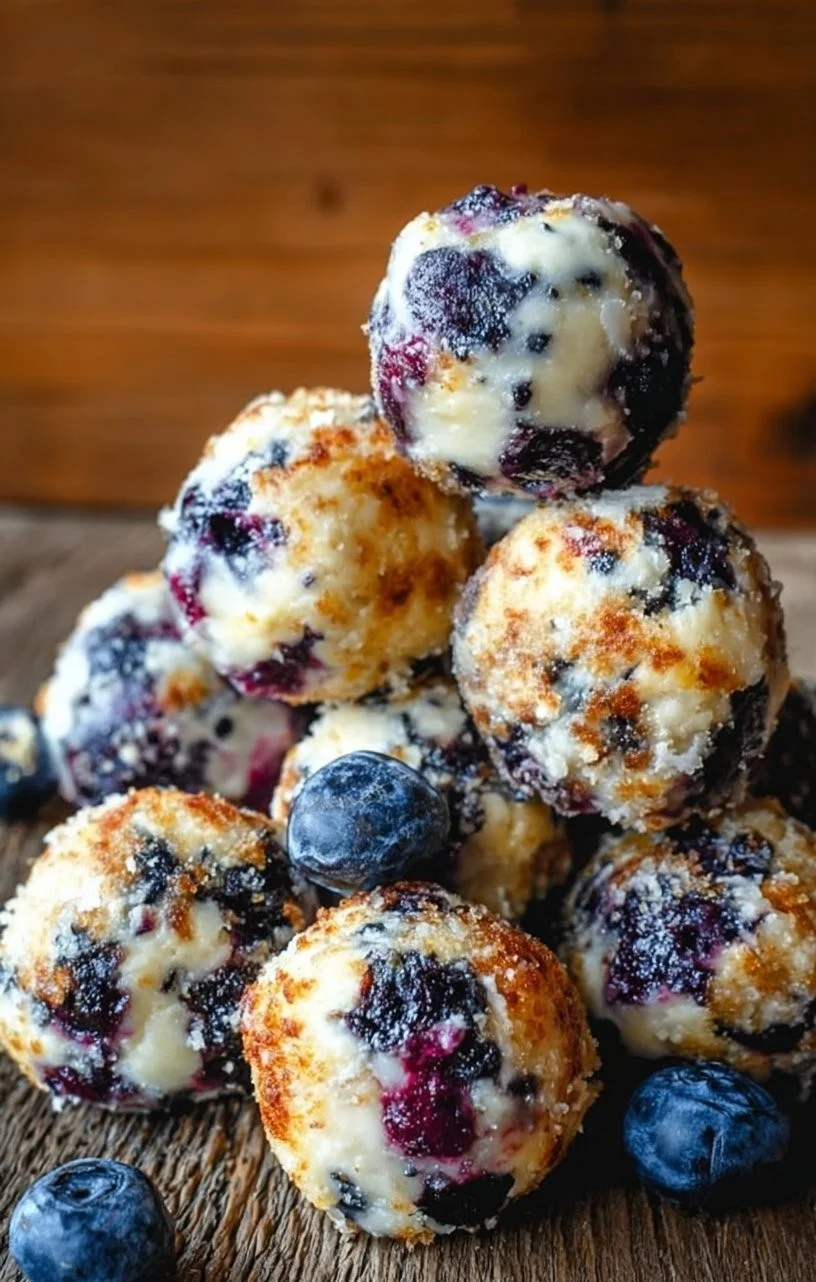 Lemon Blueberry Cottage Cheese Protein Bites on a plate