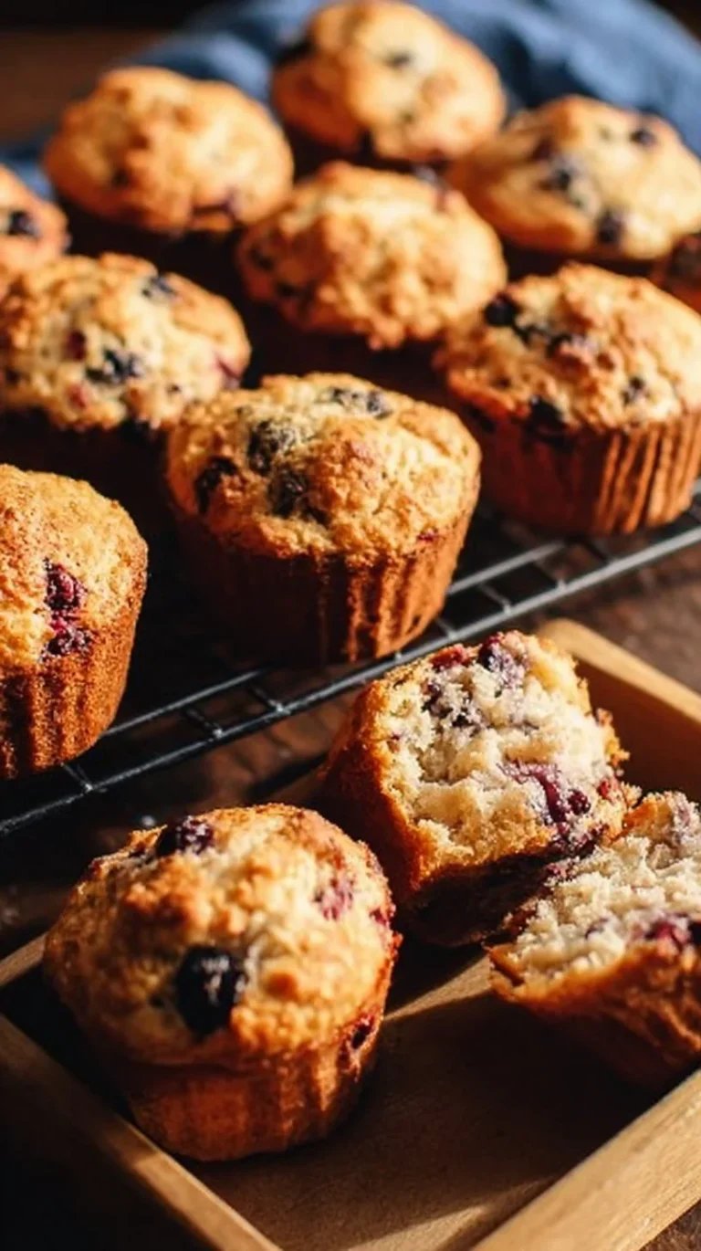 Homemade mulberry muffins fresh out of the oven, topped with sugar.