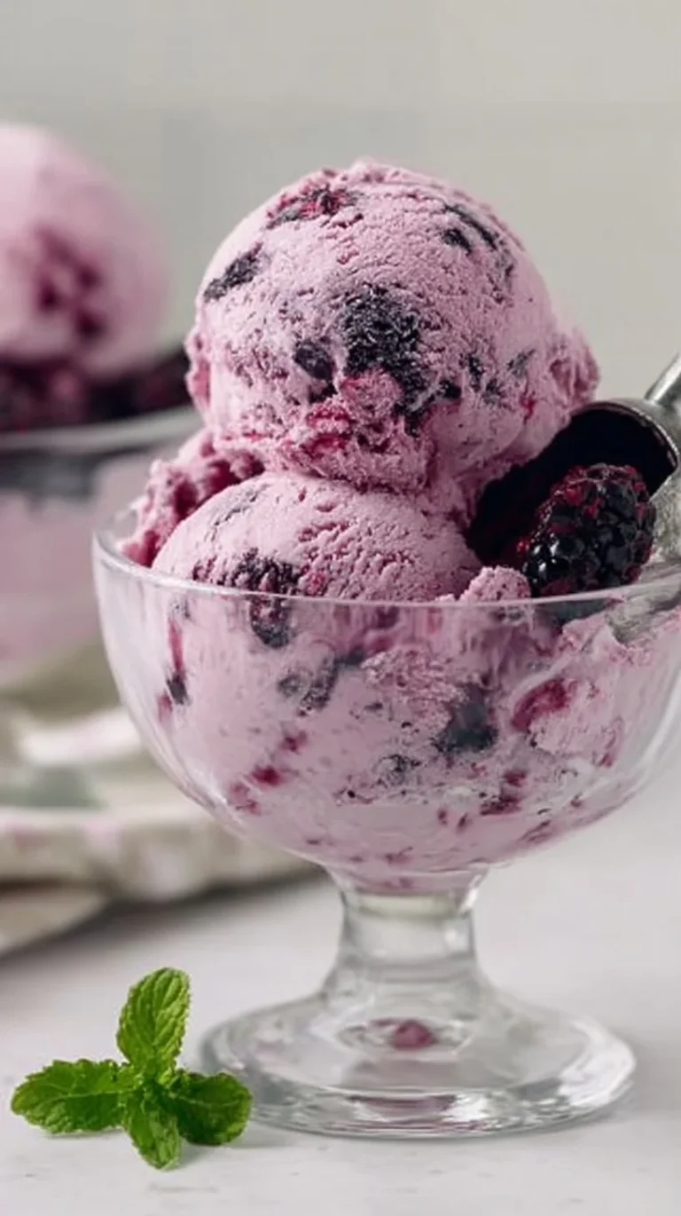 Delicious no-churn mulberry ice cream served in a bowl