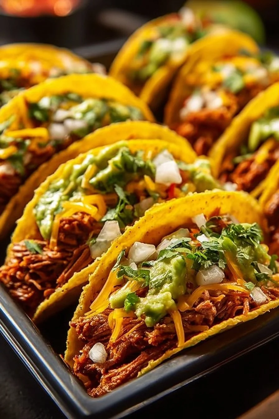 Spicy chipotle beef tacos garnished with fresh cilantro and lime